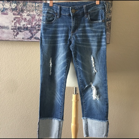 Kut from the Kloth Denim - Kut From The Kloth Distressed Cuffed Cropped Jeans